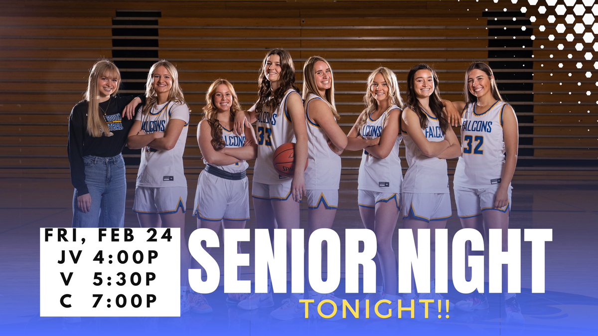 Senior Night TONIGHT!  Help us celebrate our incredible seniors &amp; wrap up their regular season in full support! Ceremony will be between varsity games.