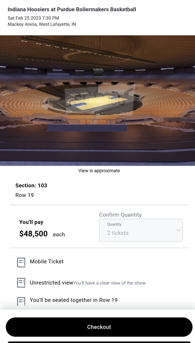 Bummed there's only 2 for <a href="/BoilerBall/">Purdue Men's Basketball</a> <a href="/IndianaMBB/">Indiana Basketball</a> when I need 4 for my sons and me 😳