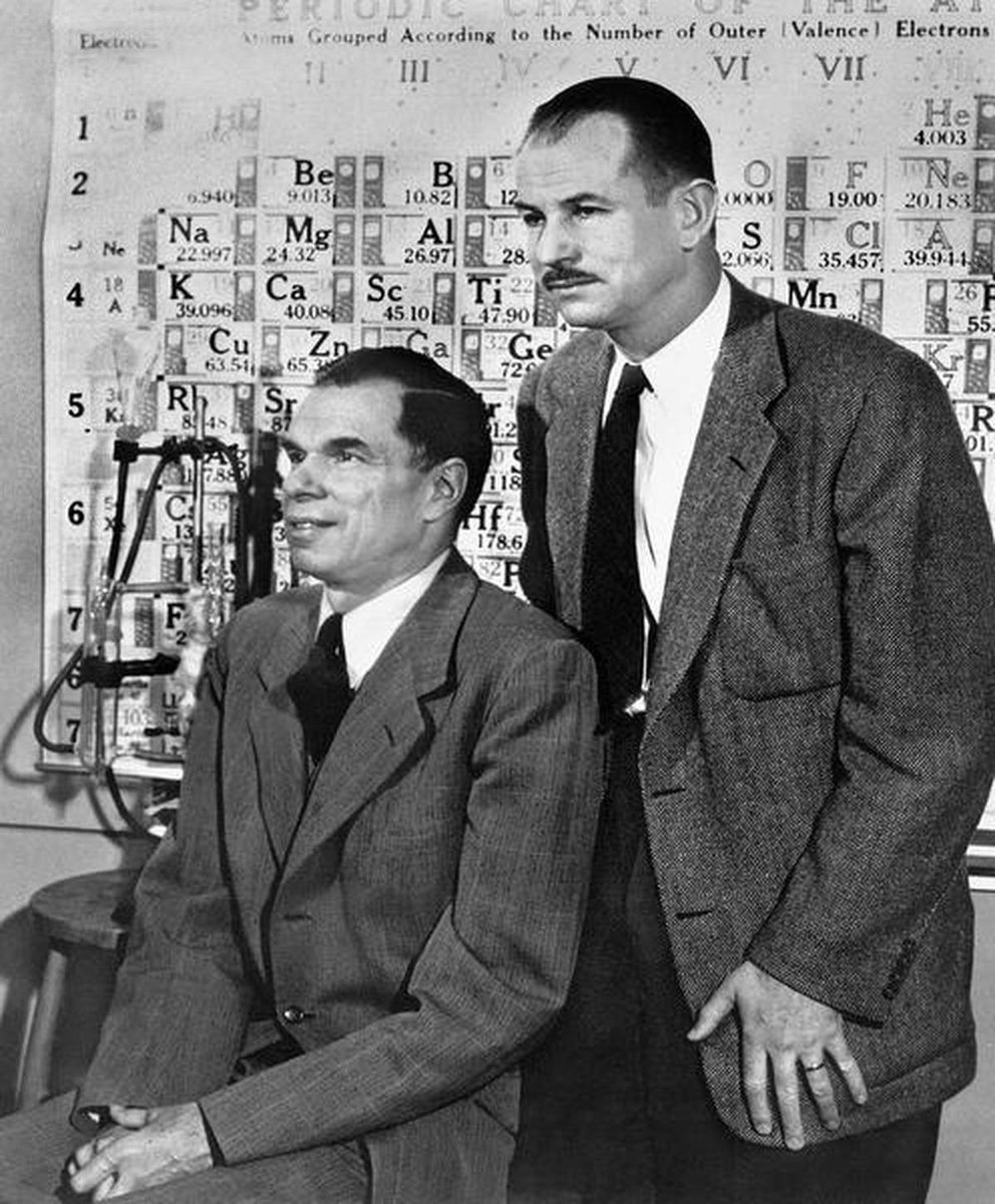 NNSANews's tweet image. A research team led by Glenn Seaborg discovered 10 #RadioactiveElements from 1940 to 1974: No.94 #plutonium, No.95 #americium, No.96 #curium, No.97 #berkelium, No.98 #californium, No.99 #einsteinium, No.100 #fermium, No.101 #mendelevium, No.102 #nobelium, and No.106 #seaborgium.