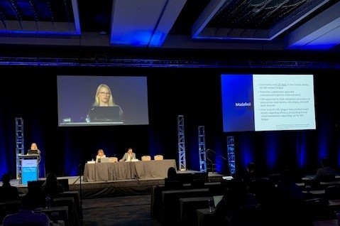 mssociety's tweet photo. #ACTRIMSForum Dr. Tiffany Braley (U Michigan): cognitive behavioral therapy via telephone, modafinil, and combo of both all lessened MS fatigue in study funded by PCORI and National MS Society. 

🔗https://t.co/H8VNtU4hNY https://t.co/1jrsMWkPbP