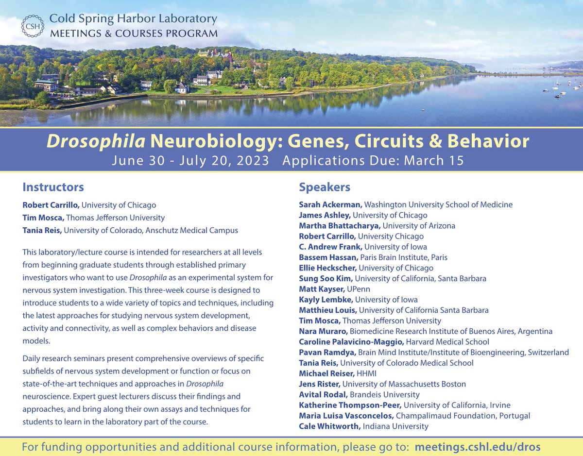 IT'S ALMOST HERE!!! the deadline for the GREATEST SUMMER COURSE EVER is coming soon! apply by march 15th, 2023 to be a part of the drosophila neurobiology <a href="/CSHL/">Cold Spring Harbor Laboratory</a> course! amazing lecturers, brilliant TAs, two fantastic course directors, and one mediocre (but earnest) cookie baker!
