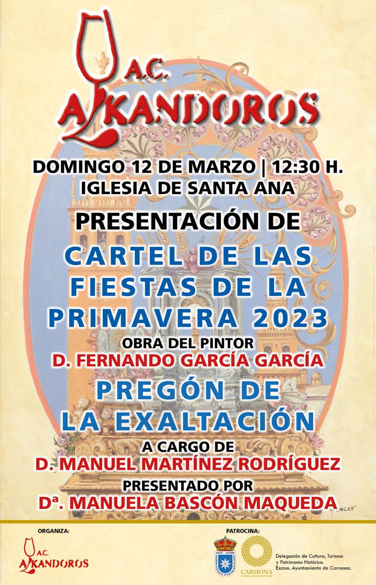 Alkandoros's tweet photo. Presentación del Cartel de las Fiestas de la Primavera de Carmona!! A.C. Alkandoros!! @CarmonaAyto @turismocarmona @AdarveCultural @ondacarmona https://t.co/p48pycLwFZ