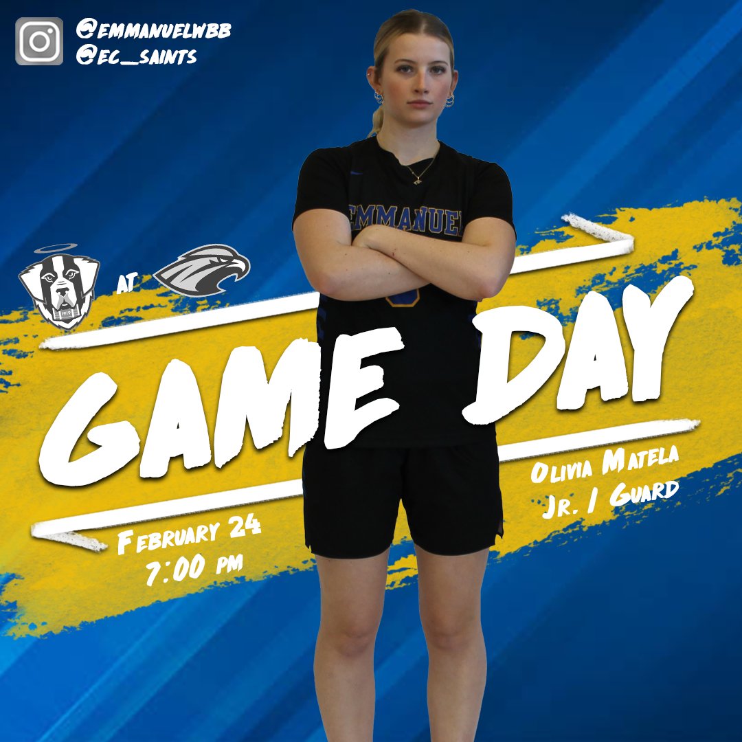 A place in the GNAC Championship is on the line as Emmanuel Women's Basketball hits the road and travels to Albertus Mangus for a 7:00 p.m. tip in the conference semifinals!! #GoECSaints