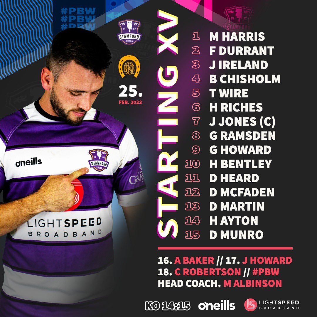 ⚔️ DERBY DAY LINE UP ⚔️

Tomorrow- Kick off @ 2.15pm 

🟣⚫️⚪️ BRING THE NOISE ⚪️🟣⚫️

<a href="/Mercury1712/">Stamford Mercury</a> <a href="/RutStamSound/">Rutland & Stamford Sound</a> <a href="/RFU/">Rugby Football Union</a> <a href="/OldStamfordian/">Old Stamfordians</a> <a href="/LightspeedFibre/">LightSpeed Broadband</a> <a href="/nldrfu/">NLD RFU</a>