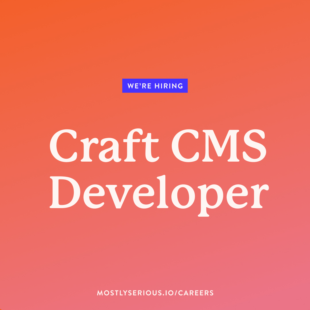 mostly_serious's tweet image. ✨We&apos;re hiring a Craft CMS Developer!✨

If you have 3+ years of web development experience, are a Craft CMS aficionado, and have the front-end chops to back it up, we want to talk! Check out more details: bit.ly/3EyPMAR

---
#webdevelopmentjobs
#craftcmsagency
#craftcms