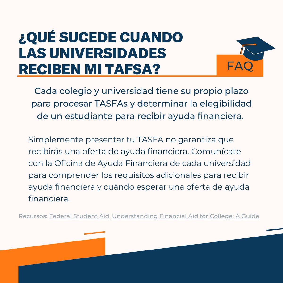 Dallas County Promise (@dallascopromise) on Twitter photo ¿Qué sucede cuando las universidades reciben mi solicitud de ayuda financiera? #FAQFriday
¿Aún no has aplicado? Puede revisar la elegibilidad para FAFSA y TASFA aquí: bit.ly/3jlXpCU 🎓💰 ¿Qué sucede cuando las universidades reciben mi solicitud de ayuda financiera? #FAQFriday
¿Aún no has aplicado? Puede revisar la elegibilidad para FAFSA y TASFA aquí: bit.ly/3jlXpCU 🎓💰