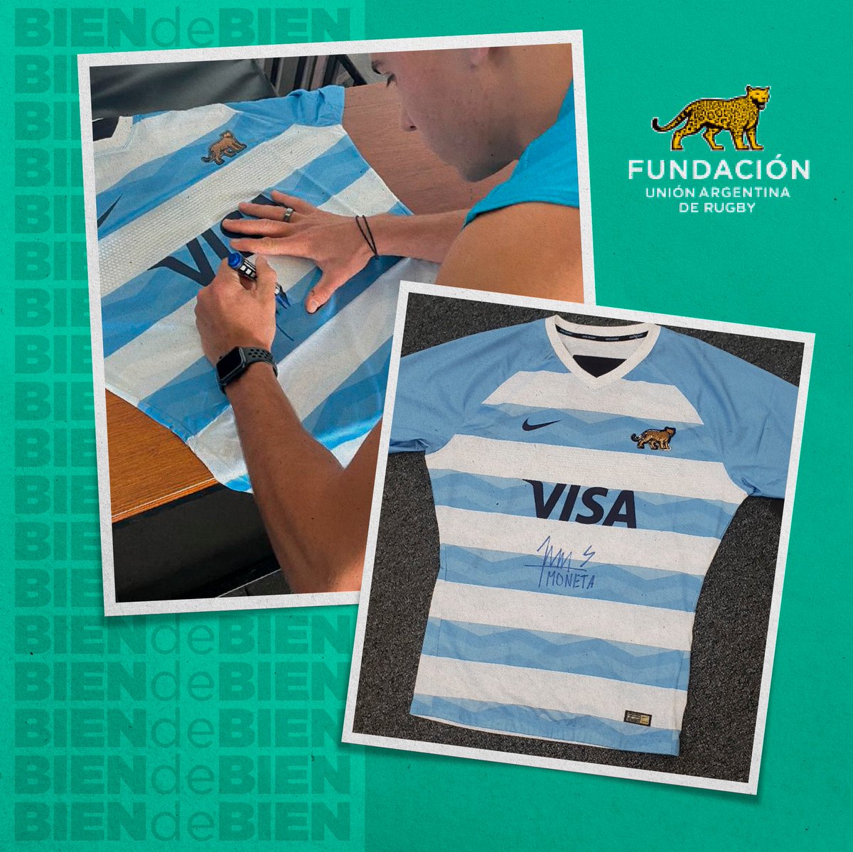 ¡Tremenda subasta! La camiseta de <a href="/LosPumas7s/">LosPumas7s</a> de Marcos Moneta, con su firma. Todo lo recaudado será destinado a <a href="/FundacionUAR/">FUAR</a>.

¡Tenés tiempo hasta el 3 de marzo! Hacé tu puja acá bdbsubastas.com/subasta/camise… #LosPumas7S