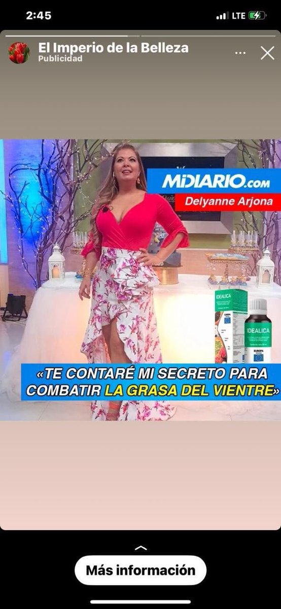 ESTAFA… no caigan en esta estafa. Están usando la imagen y el nombre de <a href="/DelyanneArjona/">Delyanne Arjona</a> para comercial un producto que supuestamente ella tomó para adelgazar y eso es totalmente falso. No tomen eso ya que puede ser peligroso para tu salud. Ella no tomó nada para bajar de peso.