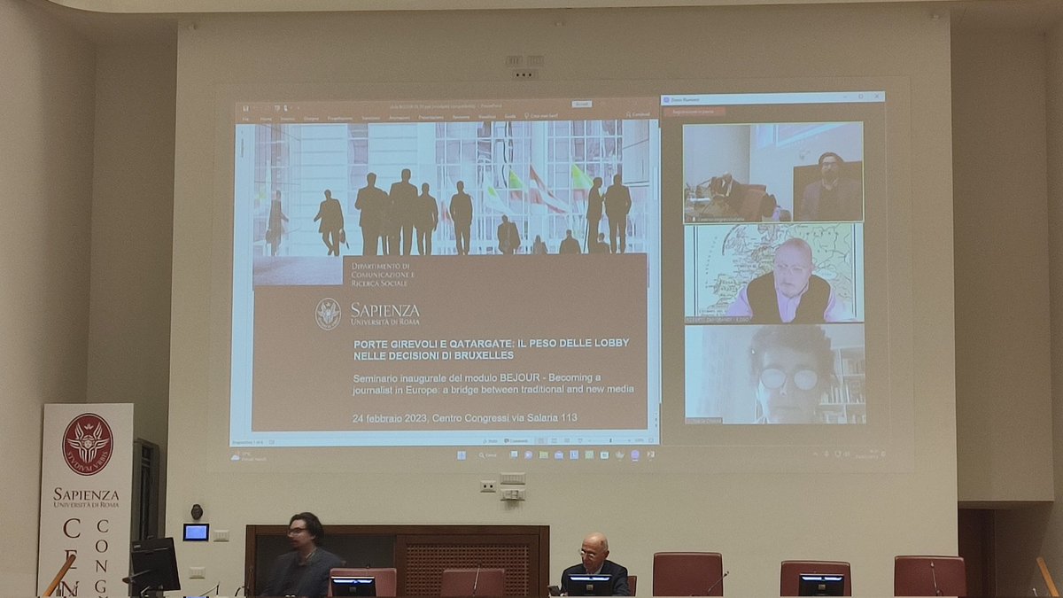 MorenaPani's tweet photo. Oggi #24febbraio inizia il Bejour, becoming journalist in Europe, presso @CorisSapienza. Primo incontro: porte girevoli e #Qatargate - peso delle lobby nelle decisioni di Bruxelles. https://t.co/cJjU2yOaCw
