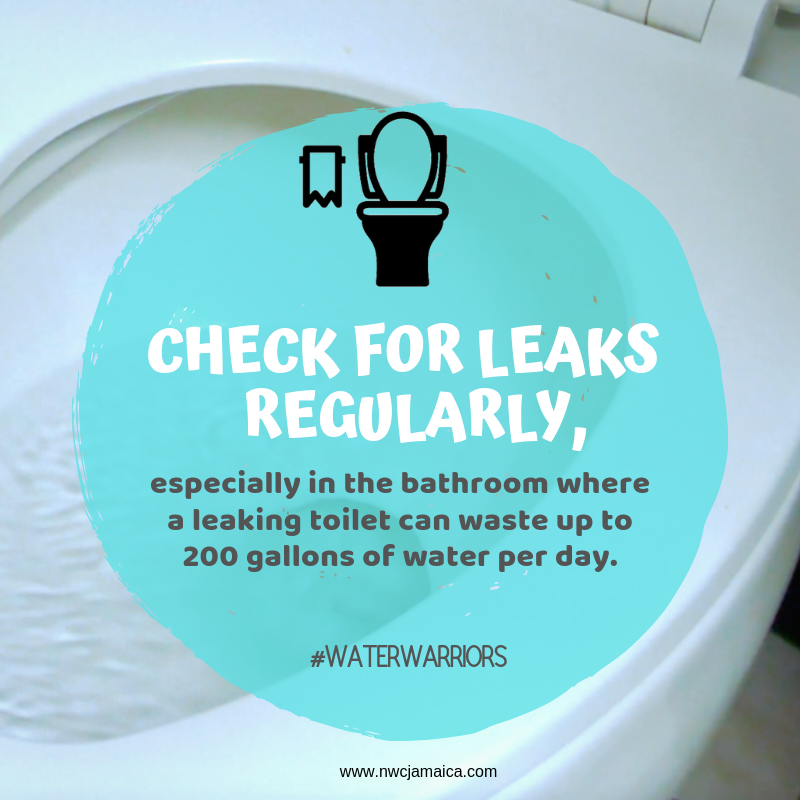 NWCjam's tweet photo. Check for leaks regularly especially in the bathroom where a leaking toilet can waste up to 200 gallons of water per day. We continue to urge our customers to #Conserve as #EveryDropCounts!
#TheTimeToConserveIsNow
#Wasteless #SaveMore https://t.co/wNIDi8k9DK