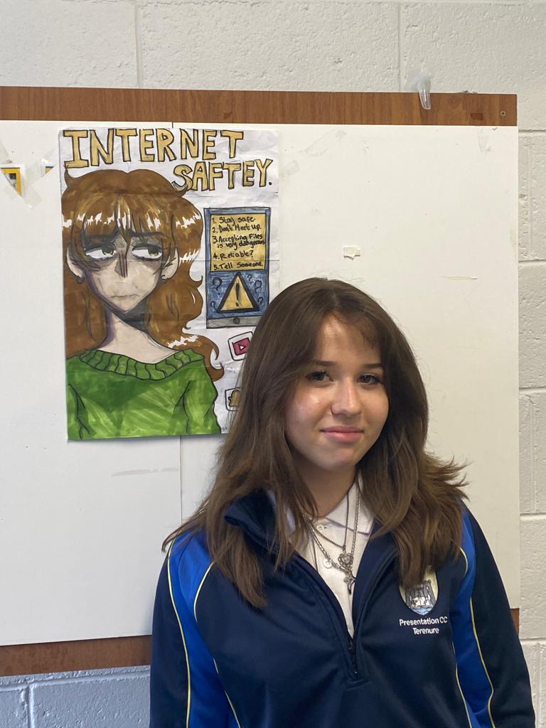 Congratulations to Siobhan Grecu, 2nd yr, the winner of our Internet Safety Poster competition. Many thanks & well done to all entrants 👏⌨️💻 #SID Ambassador @Webwise_Ireland @CityofDublinETB @PCCTerenurePA