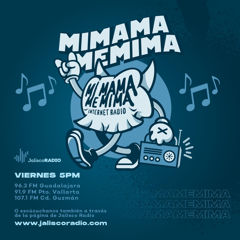 mimamamemimagdl's tweet image. Hoy a las 5 PM (Hora Centro MEX) te invitamos a escuchar #MiMamaMeMima
Música de @ChitePunk  @endemiacr  @envidiak  @laporongaska y muchas mas
Por @JaliscoRadio Desde cualquier parte en jaliscoradio.com/en-vivo-fm
"El espacio de los sonidos irreverentes y las bandas subterráneas".