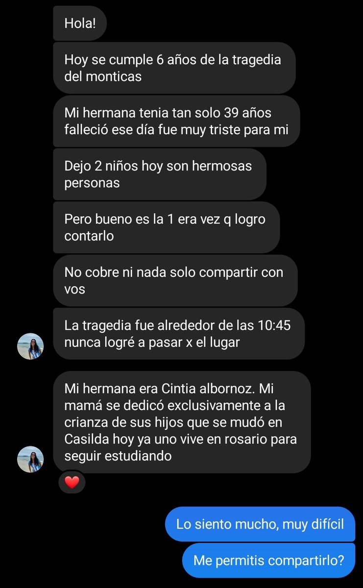Rosariociudadok's tweet photo. Tragedia del Monticas hace 6 años atrás, me escribe la hermana de una de las víctimas. 

Se llamaba  Cintia Albornoz, dejó dos hijos y una hermosa familia.
Como ella, ese 24 de febrero murieron en total 13 personas

AUN SIGUE IMPUNE
#JUSTICIA #MONTICAS https://t.co/asGb00KlIk