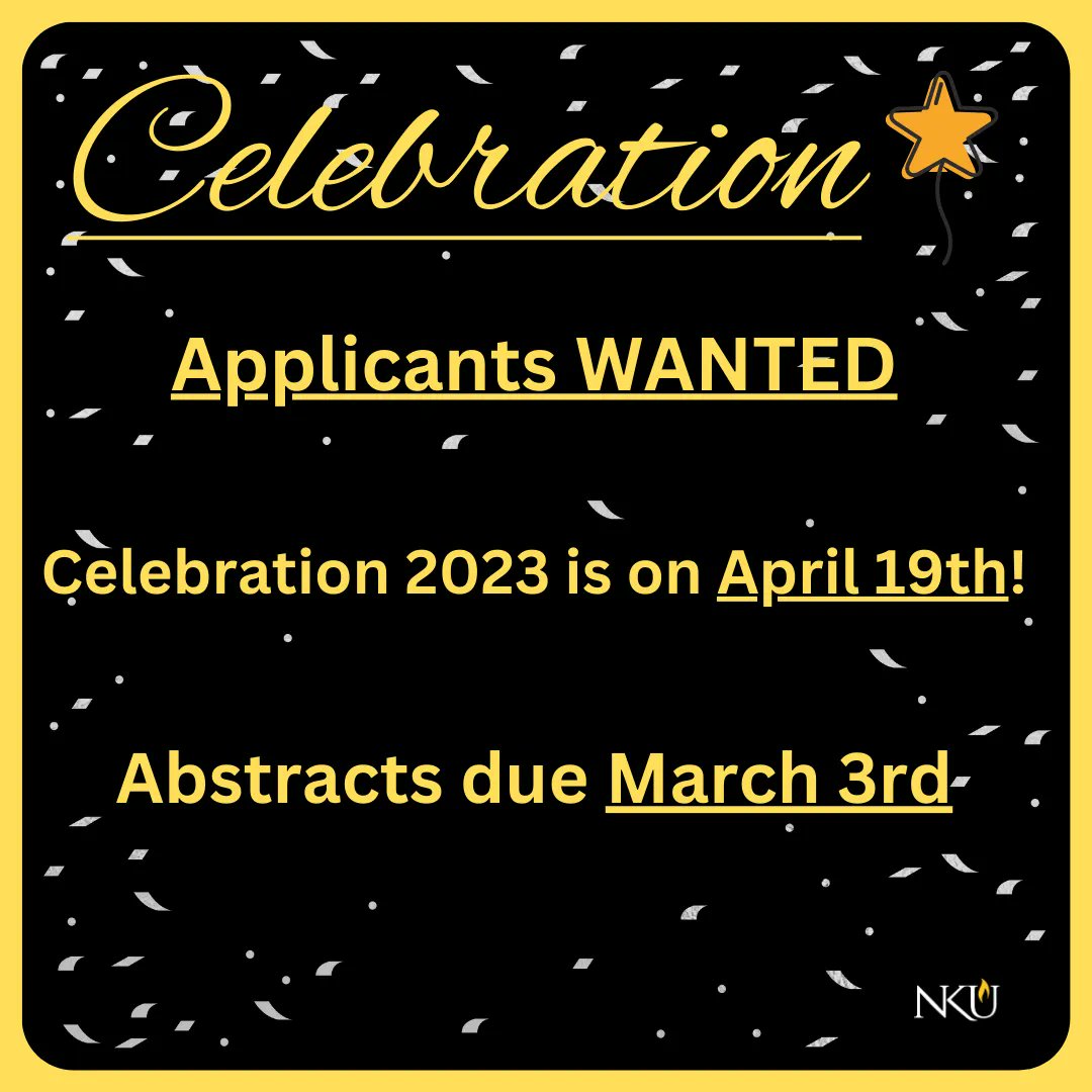 ❗ REMINDER: The deadline to submit your abstract for #Celebration2023 is MARCH 3rd. ❗ 

Applicants wanted!

To submit an abstract or learn more, click here -> buff.ly/3347O9w
