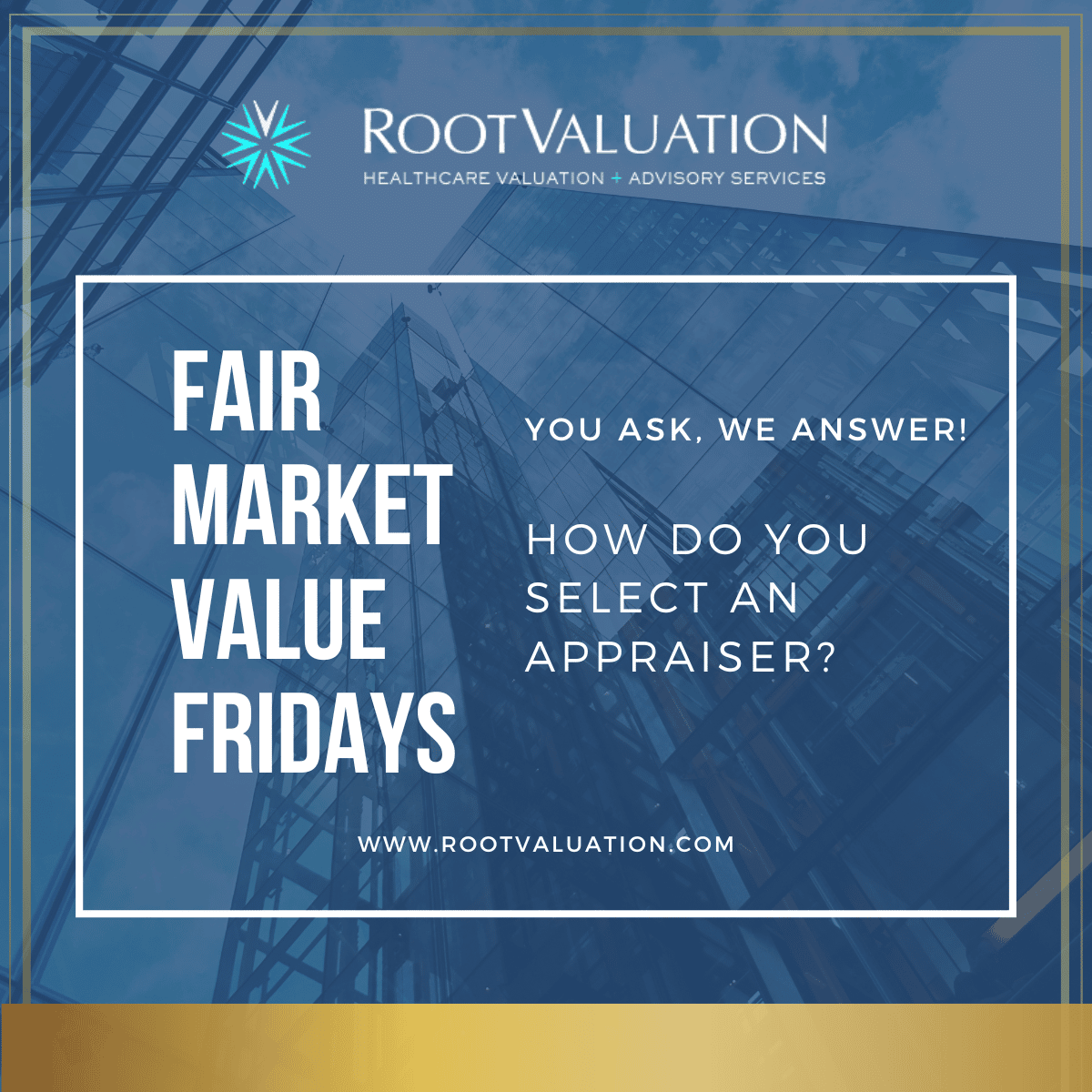 RootValuation's tweet photo. #FMV Fridays: You ask, We answer

How do you select an appraiser?

We suggest considering three primary criteria - Credentials, Experience, and Fit 
Read more here: https://t.co/qVEmQtVlrW

https://t.co/qVEmQtVlrW https://t.co/gdxSkVsEZ7