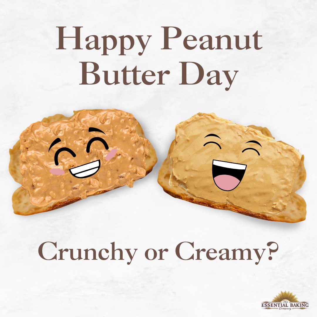EssentialBaking's tweet image. HAPPY NATIONAL #PEANUTBUTTER DAY!! 🥜😍

Crunchy or creamy? Register your official vote in the comments.

We slather fresh Take &amp;amp; Bake #Frenchbread with PB. 🤤 Our bread takes 15 just minutes from bag to BAM! Get yours at essentialbaking.com/take-and-bake/ or on Instacart.

#essentialbaking