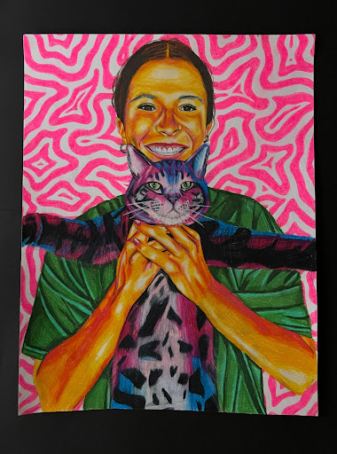 C1StogaDistrict's tweet photo. Senior Addie P received another Scholastic Gold Key award this year for her colored pencil drawing, titled "Louie". She also received 2 Silver Key awards and 2 Honorable Mentions. Her work will be on display at the Omaha Public Schools TAC Building from Feb 27 through Mar 31. https://t.co/XF4hCpGovj