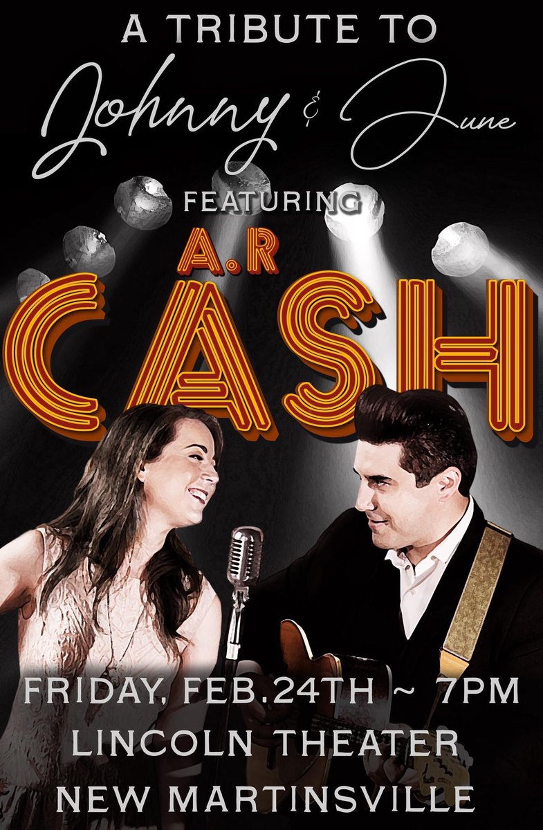 DividedSkyEnt's tweet photo. Live in concert tonight at the Lincoln Theater in New Martinsville, WV! Tix available at https://t.co/VXLD2fDncx    #CashTribute #JohnnyandJune #NewMartinsville #NewMartinsvilleWV #VisitWetzelCounty #WetzelCounty https://t.co/kMoCLO19ei