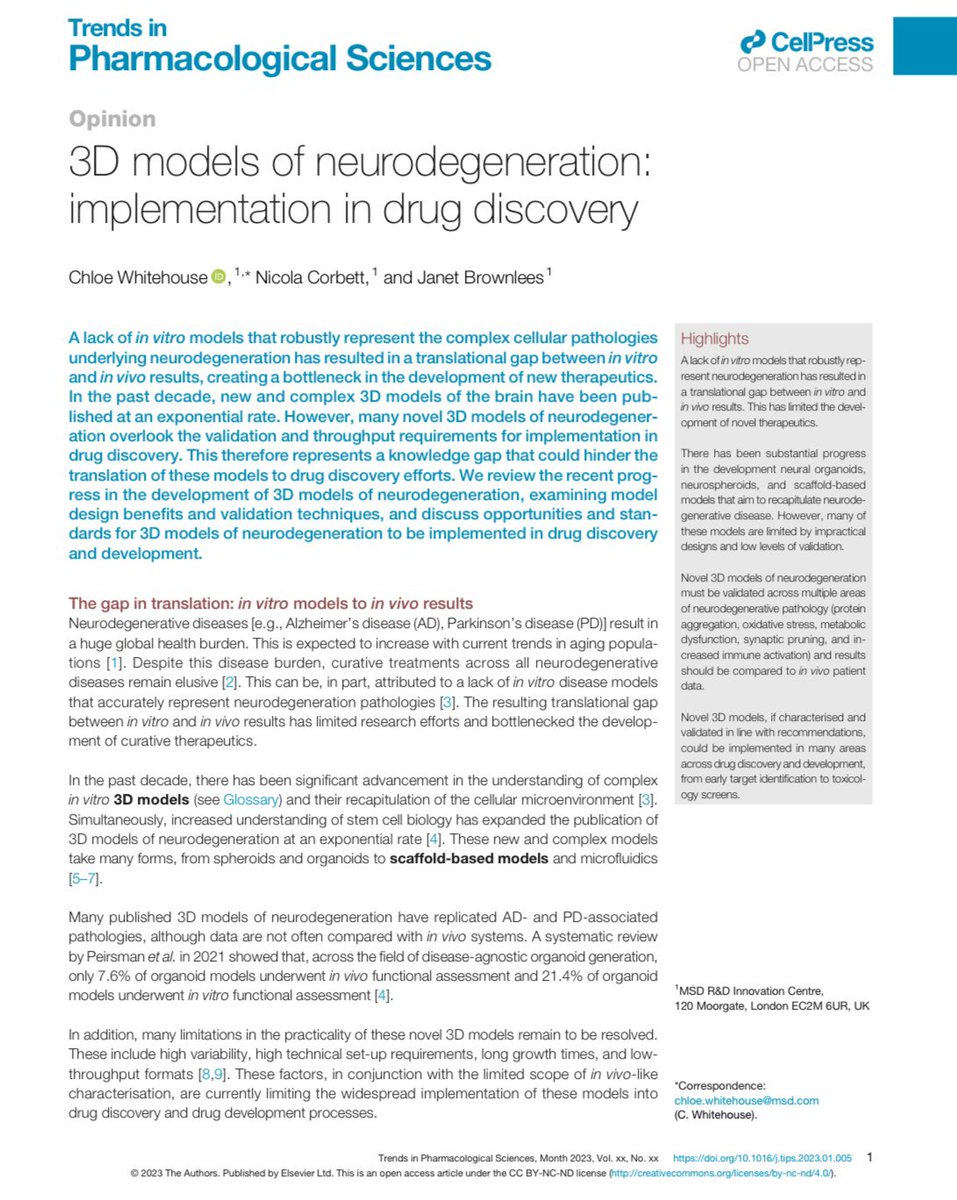 Chloe Whitehouse (@neurochloe) on Twitter photo So excited for the publication of my first author review in <a href="/CellPressNews/">Cell Press</a> discussing 3D models of neurodegeneration in #drugdiscovery 🧠 So excited for the publication of my first author review in <a href="/CellPressNews/">Cell Press</a> discussing 3D models of neurodegeneration in #drugdiscovery 🧠