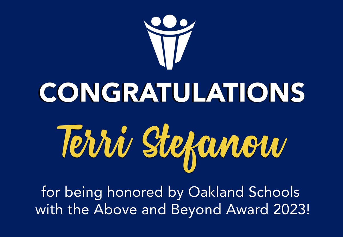 Congratulations to Terri Stefanou, speech pathologist at Bradford Academy for this honor from Oakland Schools! This award is given to educators who demonstrate exemplary commitment to their students. We are grateful to Terri for her dedication to serving Bradford students!