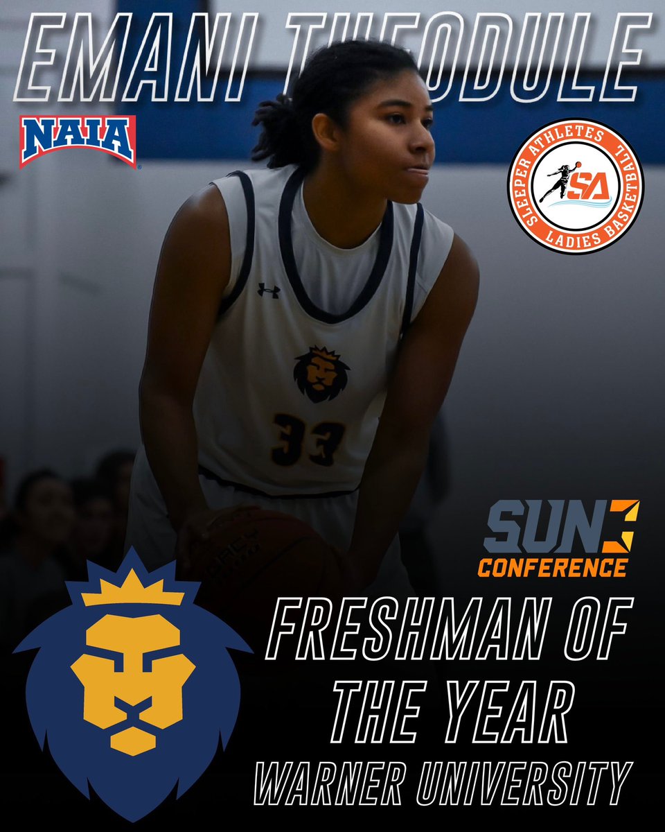 #AmericanHeritage HS (FL) alum &amp; #Warner #LadyRoyals F Emani Theodule (<a href="/EmaniTheodule/">Emani Theodule</a>) named <a href="/SunConference/">The Sun Conference</a> Freshman Of The Year