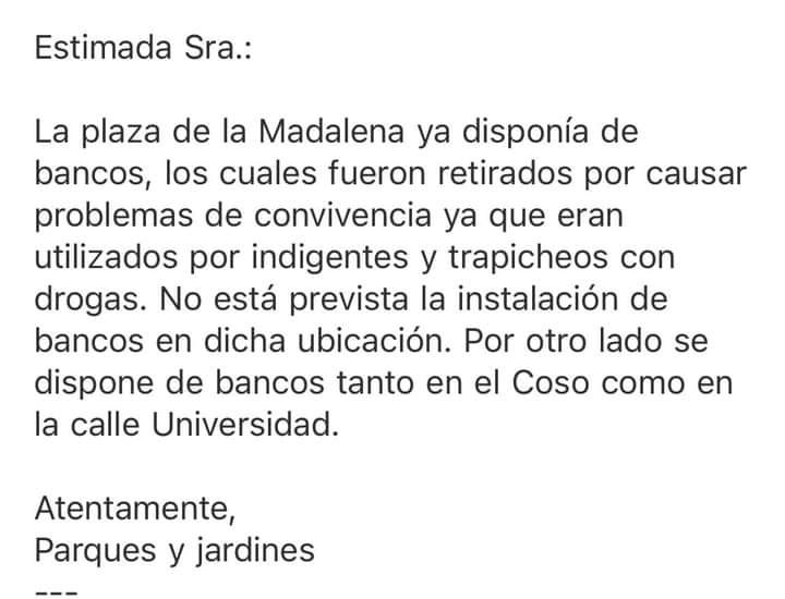 ¿DÓNDE ESTÁN NUESTROS BANCOS?
Queremos plazas con gente, bancos, plantas, papeleras y fuentes! Plazas y calles para vivirlas
💚