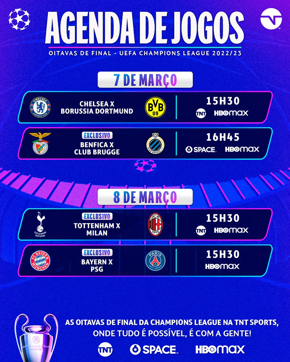 TNT Sports Brasil - As datas das oitavas de final da UEFA