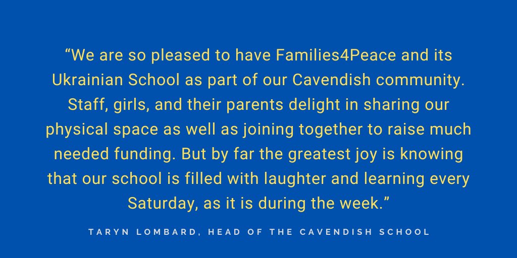 Every Saturday during term time, <a href="/CavendishSchool/">The Cavendish School</a> hosts the charity <a href="/Families4Peace/">Families for Peace</a> at its premises, providing a space for them to hold presentations, games and activities for children.