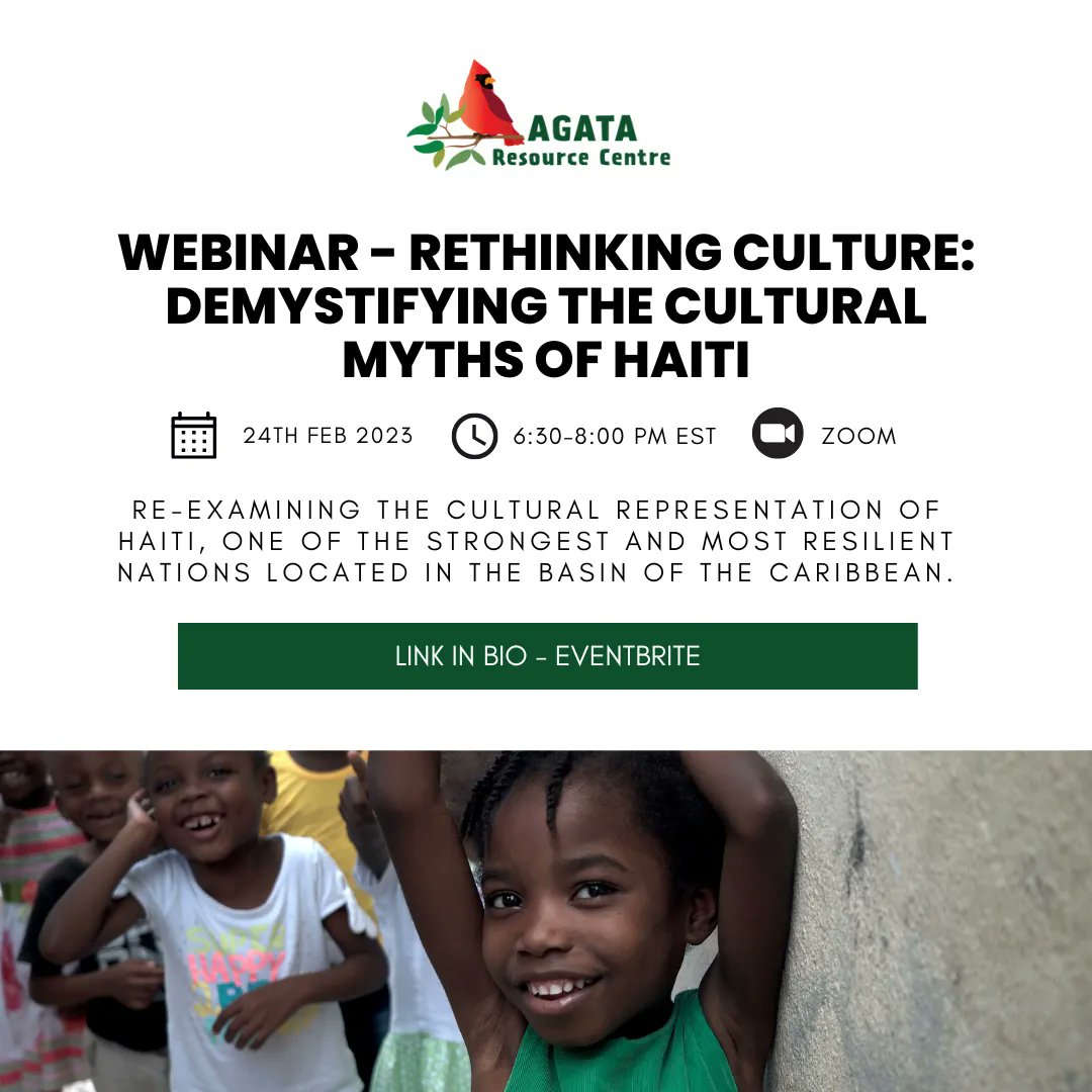 AGATA Resource Centre will be hosting a panel discussion on the culture and representation of Haiti. Come join us today at 6:30 PM. buff.ly/3KzWiLm