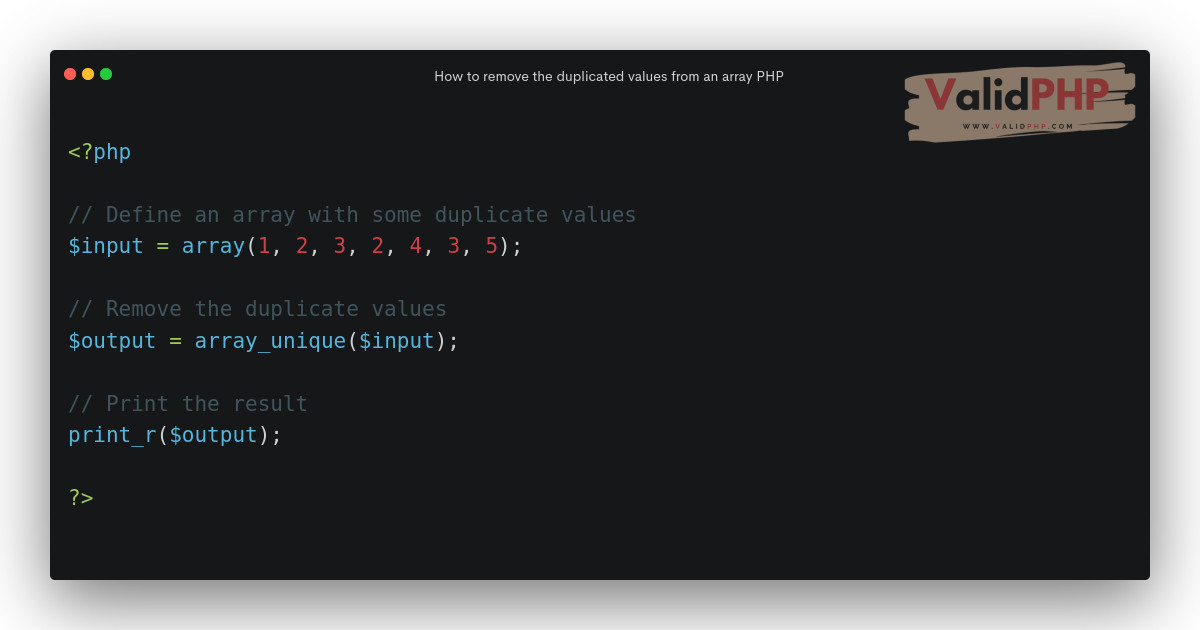 FlipXAds's tweet image. How to remove the duplicated values from an array PHP
#array_unique() #array()

To remove the duplicated values from an array in PHP, we can use the array_unique() function.

validphp.com/how-to-remove-…