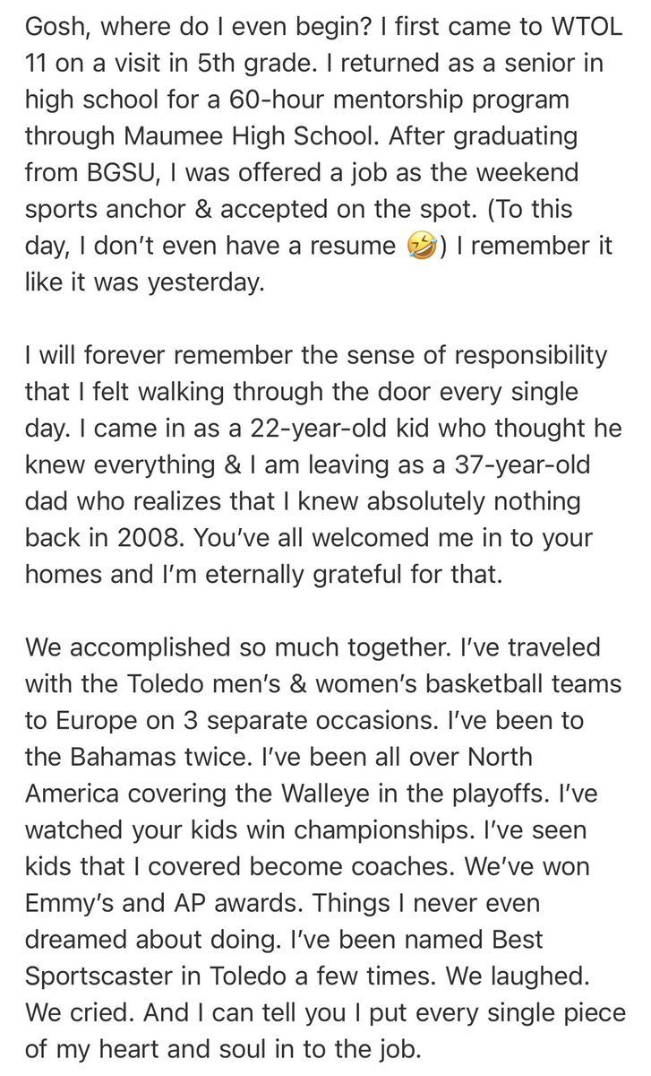 JordanStrack's tweet photo. SOME PERSONAL NEWS: 

This is a post I honestly can’t believe I’m about to make.

After 14+ years at WTOL, my time at Toledo’s News Leader has come to an end &amp; it’s time for a new challenge. 

I typed this through a couple days full of tears, so stick with me… https://t.co/MbSQvHtBNl