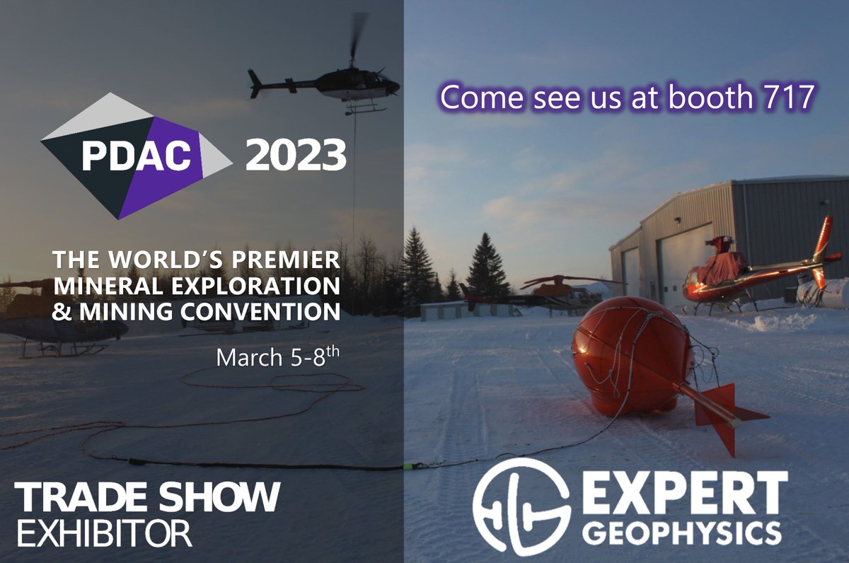 ExpertGeophys's tweet photo. We are thrilled to announce that Expert Geophysics Limited will exhibit at Prospectors &amp; Developers Association of Canada (PDAC) #PDAC2023 in Toronto!

Come see us at Booth # 717 and meet the team!

#PDAC2023 #MineralExploration #Mining #Prospecting https://t.co/vwkI1dMrCK
