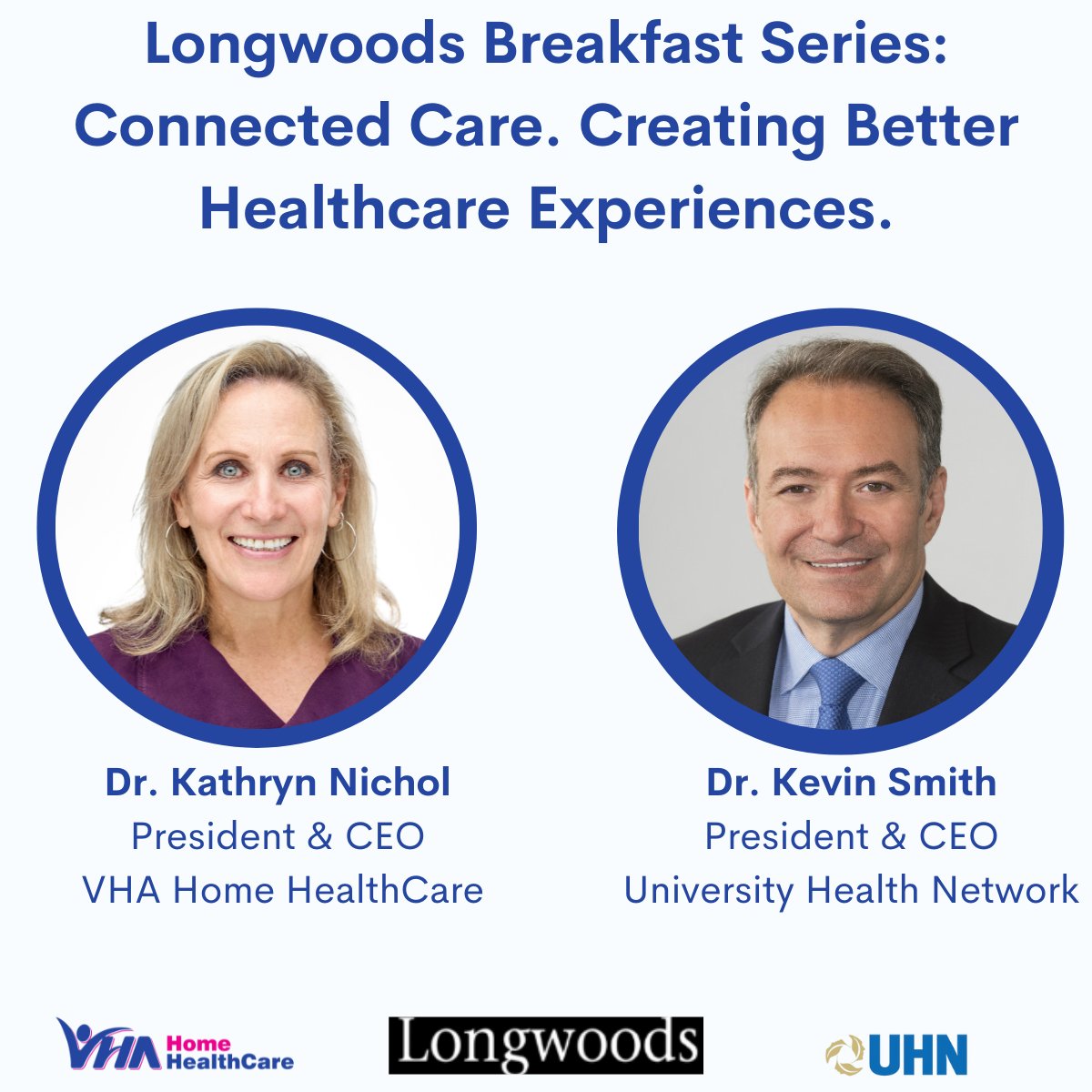 Tune in to the <a href="/LongwoodsNotes/">LongwoodsNotes</a> Breakfast Series on March 22: Connected Care. Creating Better Healthcare Experiences, featuring Dr. Kathryn Nichol, President &amp; CEO <a href="/VHACaregiving/">VHA Home HealthCare</a> and Dr. Kevin Smith, President &amp; CEO <a href="/UHN/">University Health Network</a> 

Register at lnkd.in/eTUFDQe