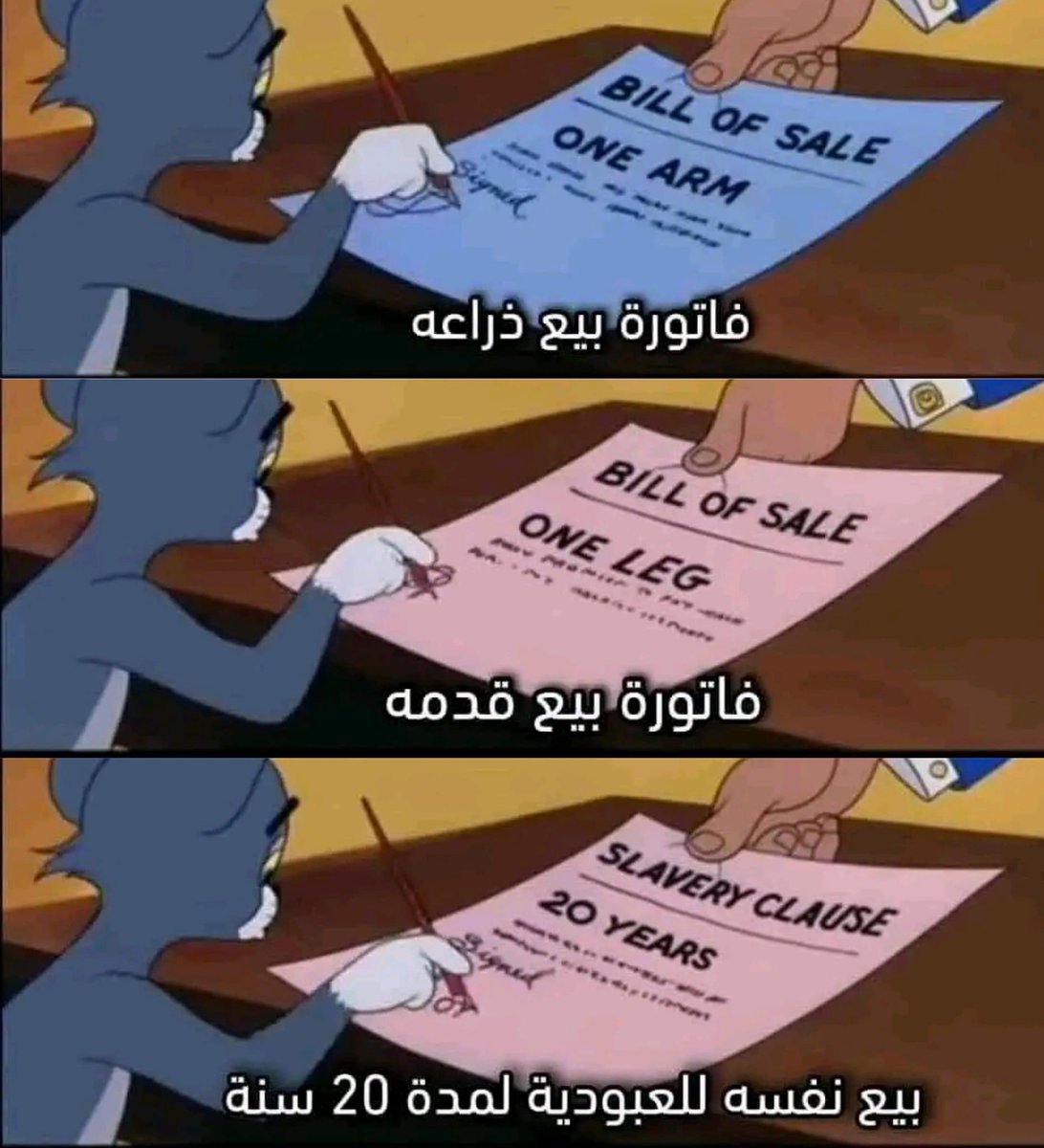 M0ATH's tweet photo. توم وجيري مو مجرد كرتون اطفال، متخيلين ان في وحده من الحلقات توم وقع كل هذي العقود واكثر عشان ياخذه هديه للقطه اللي معجب فيها وبالاخير تركته… https://t.co/ME7IG5US2n