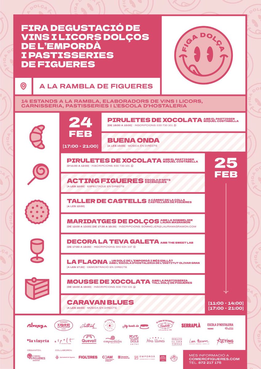 FoodCostaBrava's tweet photo. 🍰🍷Avui i demà "Figa Dolça" a Figueres
😋Tasta vins i licors dolços @DOEmporda de @la_vinyeta #PereGuardiola @CellerMasLlunes @CellerEspelt i @CoopEmpordalia i
👉 I dolces de les pastisseries de la ciutat
https://t.co/f0HytTIbeP
#foodcostabrava #incostabrava #viueldoble https://t.co/17ocFVlO4P