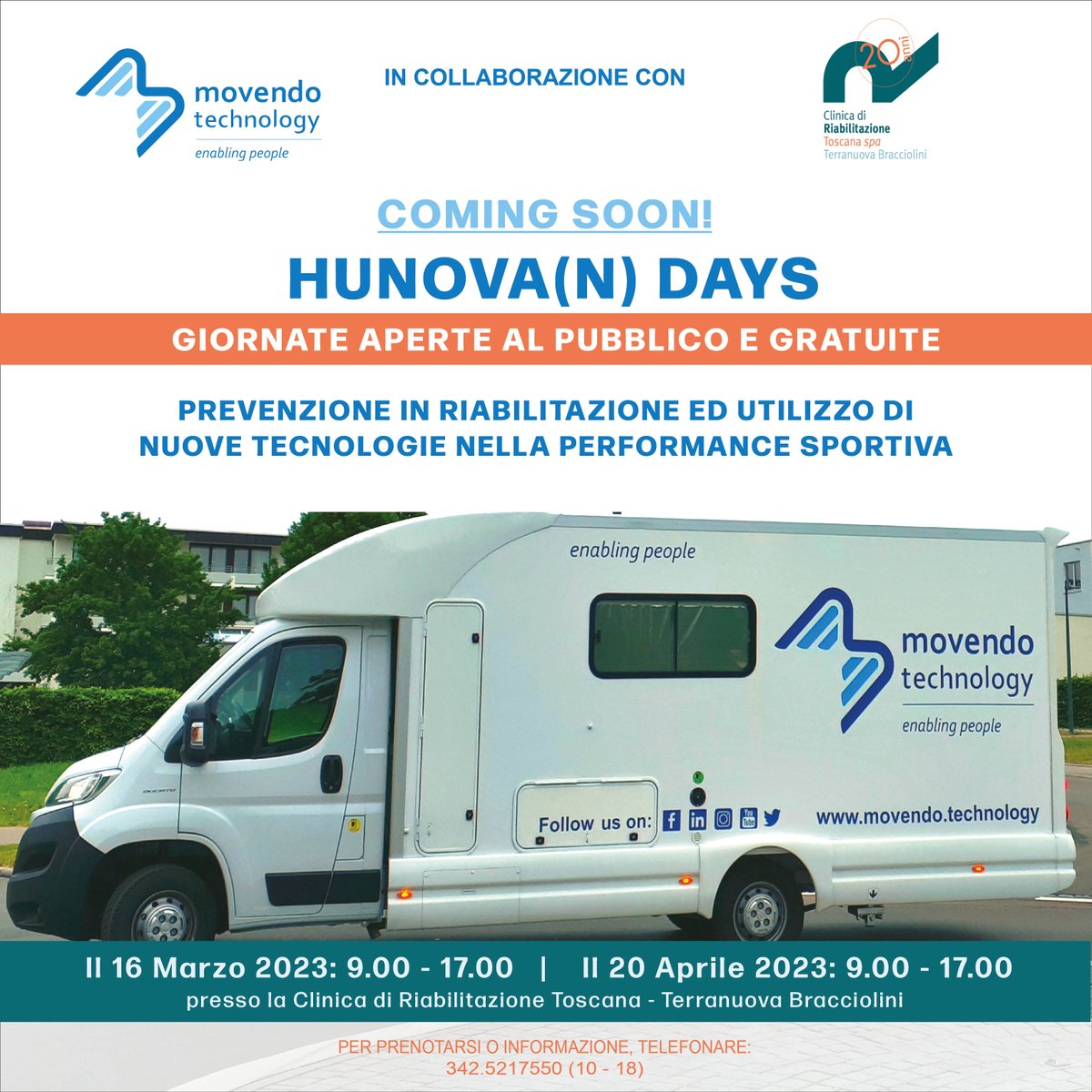 HUNOVA(N) DAYS DEDICATED TO REHABILITATION
Our hunovan will be present at the Terranuova Bracciolini Center, via G.Donizzetti 2, on March 16th and April 20th, From 9 a.m. to 5 p.m. allowing the public to test our robotic technology
 For more info: linktr.ee/movendotech
#hunova
