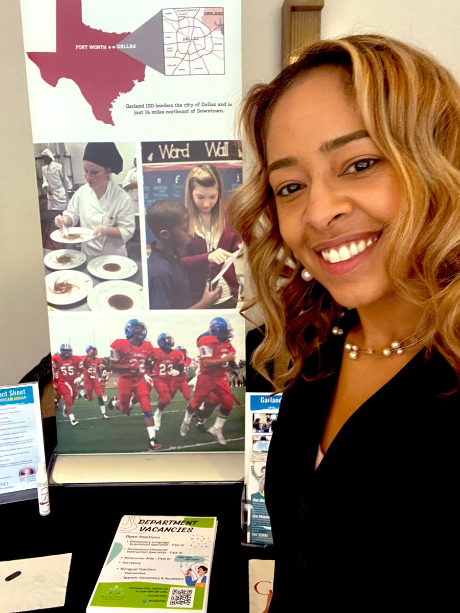 TaraSowels's tweet photo. Come visit our table at the National Best Practices Conference. We are hiring the best and brightest for our Emergent Bilingual students! #NBPC2023 @gisdnews @GarlandISD_HR #NBPC @GISD4EBs #GISD4EBs https://t.co/lKzfqbiAEa