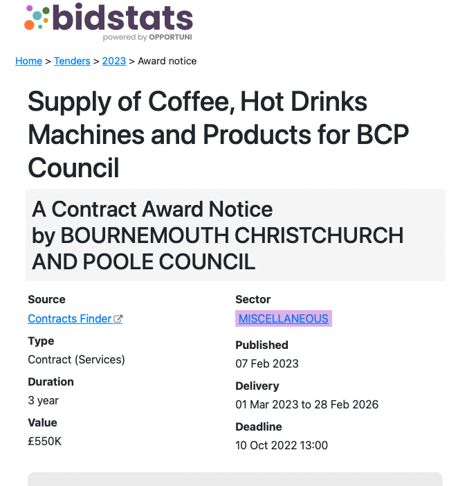 BCP Council's got a latte love for coffee! ☕

They're looking to brew up a storm with a £550K  #tender for hot drinks machines and products. 

Check it out! 👇🏽

eu1.hubs.ly/H02ZMSr0

 #ukgov  #publicprocurement  #coffeesuppliers  #foodservices  #governmentcontracts