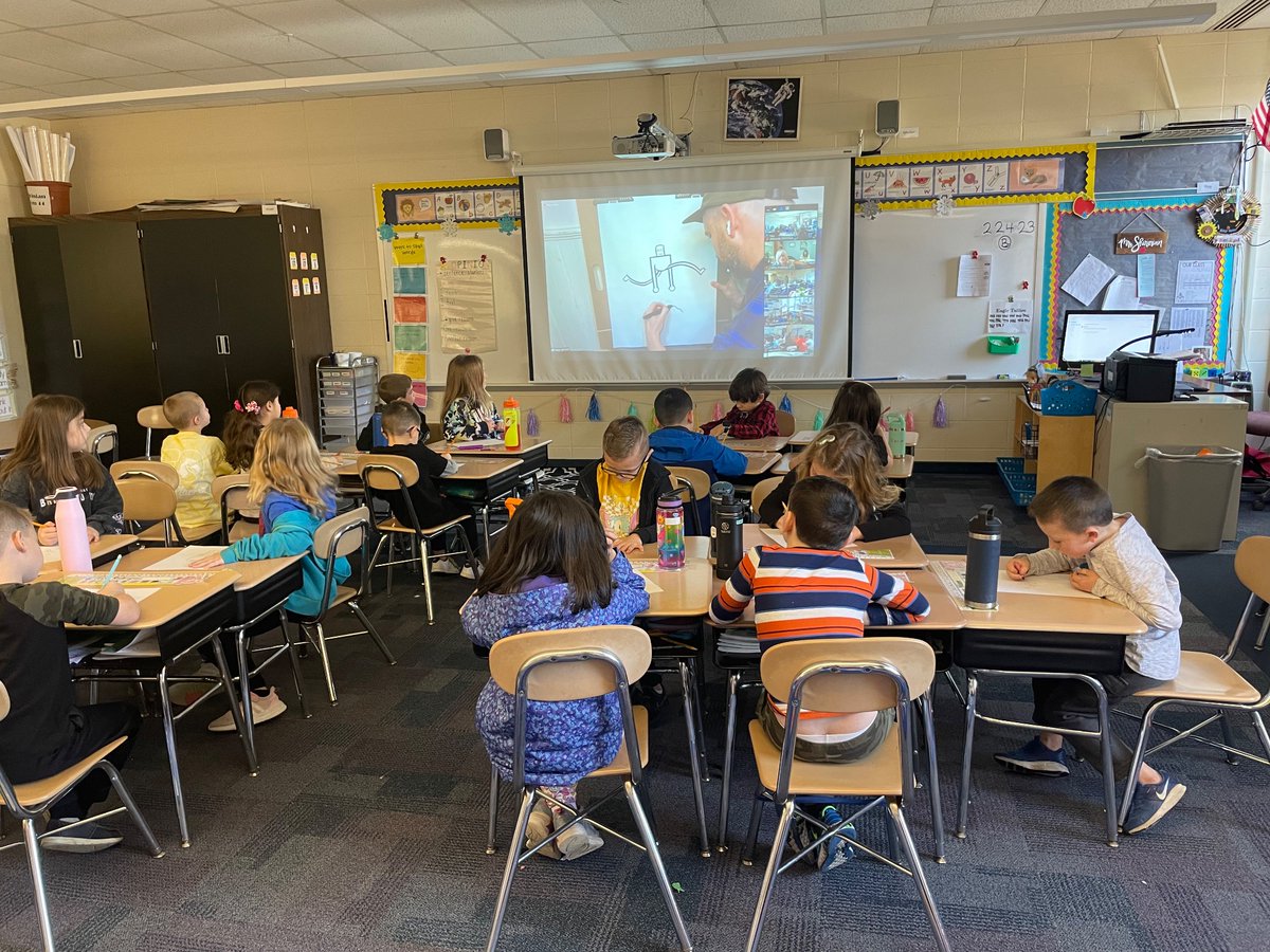 Thank you <a href="/itspeterbrown/">peter brown!</a> for such a great experience! These first graders loved your book and loved drawing Roz!