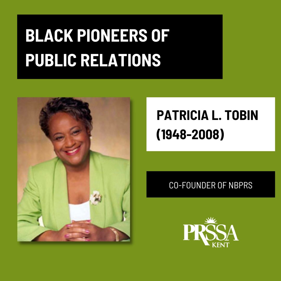 prssakent's tweet photo. Happy Friday; today, we have another Pioneer to celebrate during Black History Month.
 
Patricia L. Tobin co-founded the National Black Public Relations Society in 1987.
 
Tobin also opened up her own PR firm Tobin &amp; Associates, one of the most successful PR firms in the country. https://t.co/87Wr5nCiEM