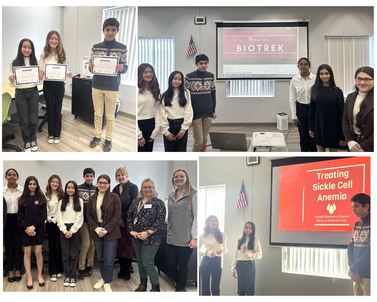 ARMI | BioFab USA joined forces with ASD students and faculty. Celebrating all of the finalists with special recognition to ASD's 8th Grade BioTrek winning team, Roman B., Isabella P., and Shawnee L, who conceptualized an innovative treatment for sickle cell anemia.
