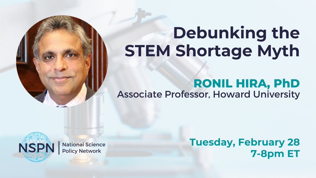 Our own <a href="/RonHira/">Ron Hira</a> will discuss his <a href="/ISSUESinST/">Issues in Science and Technology</a> article “Is There Really A STEM Workforce Shortage?” with <a href="/SciPolNetwork/">National Science Policy Network (NSPN)</a> Tues Feb 28.

You can register here: scipolnetwork.org/event-details?…