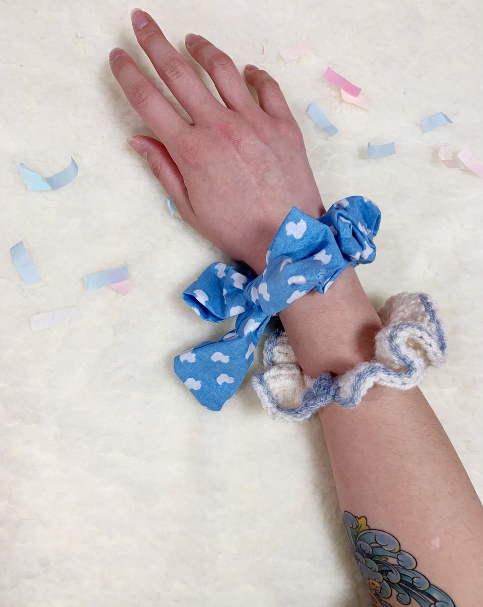 🎀 Drop by IADT Artist Alley next Wednesday and check out our Baby Blue Angelic collection! 100% cotton fabric or wool blend crochet scrunchies 🎀 Be kind to yourself and your hair with soft chunky scrunchies or style as a soft bracelet 💙