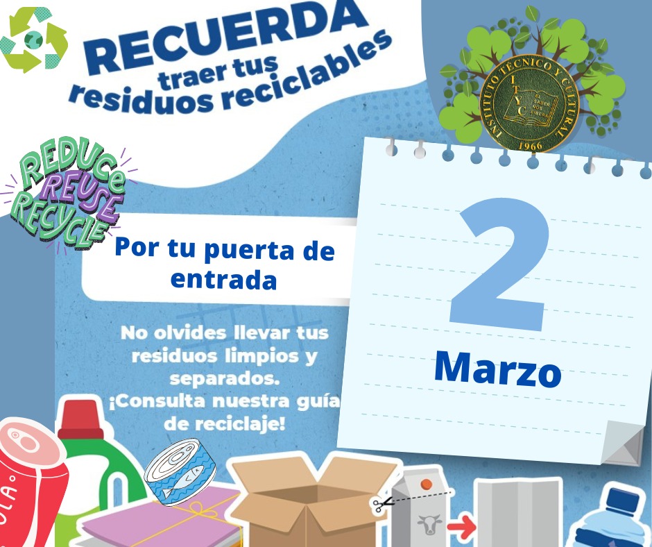 ityc_oficial's tweet photo. #ComunidadITYC
Los invitamos a participar en la colecta del mes de marzo.
Recuerda separar correctamente los residuos.
Rechazar, reducir, reciclar y reusar es un estilo de vida ITYC. 🌎 🌳 ♻️
@Grupo_Promesa
#SeComunITYC #ElSaberNosLibera #EscuelaPromesa #FelizViernes https://t.co/mv90u3akKo
