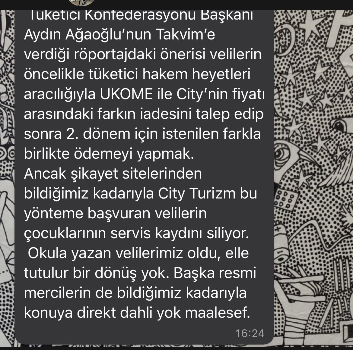 <a href="/bahcesehir_k12/">Bahçeşehir Koleji</a> 'nin yıllardır kullanılan tek taşımacılık firması <a href="/CityTurizm/">CityTurizm</a> yıllık hizmet bedeli ödendiği,  dikkate almadığı #UKOME fiyatlarını 2. dönem ek zam talebi için bahane gösterdiği, üstelik aksama yaşanabileceğine dair velilerin tehdit edildiği iletildi.
<a href="/EnverYucel/">EnverYucel</a>
