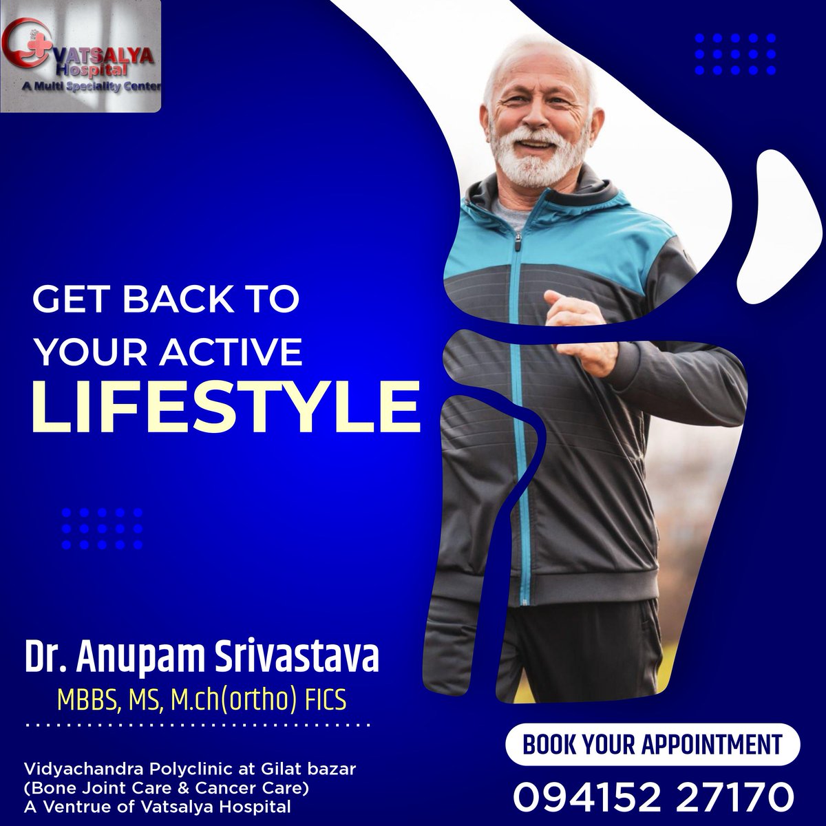 A healthy active lifestyle is a way of life that includes regular exercise and healthy nutrition to improve overall well-being.

Contact us: 9415227170

#Orthopaedicspecialists #Orthopaedicdoctor #Orthopaedic #Orthopaedictreatments #Kneejointreplacement #kneereplacementsurgery