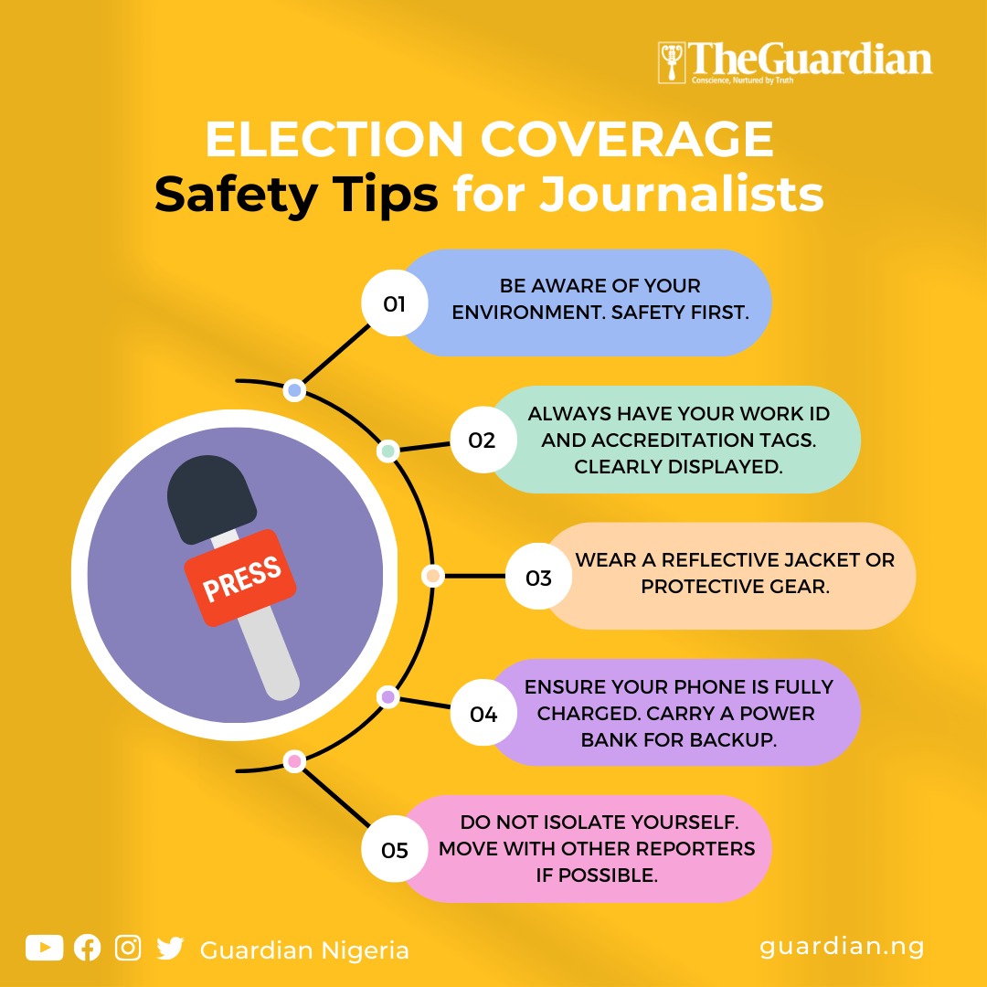 For journalists covering the Nigeria election here is a very useful safety guide from <a href="/GuardianNigeria/">The Guardian Nigeria</a>