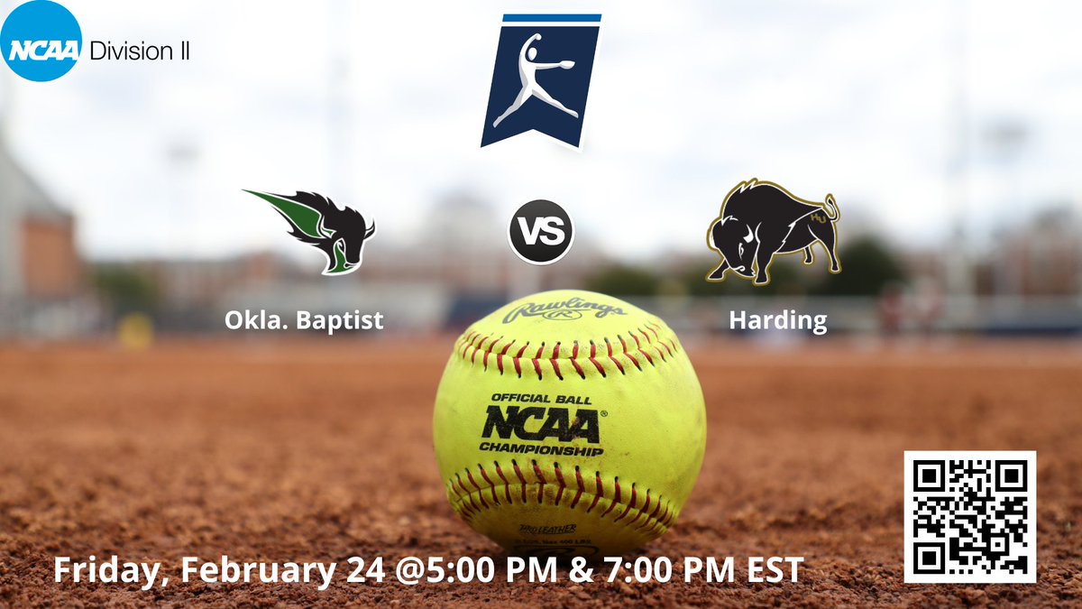 5:00 PM EST &amp; 7:00 PM EST
Okla. Baptist vs Harding | NCAA D II SOFTBALL
🔗 linktr.ee/ESPN.org
Friday, February 24, 2023
<a href="/HardingSports/">Harding Sports</a> <a href="/Harding_SB/">Harding Softball</a> <a href="/Coach_Lem_UAM/">Kyle Lem</a> <a href="/EZaboronek/">emma zaboronek</a> <a href="/Fman30/">DIII Softballfan🇺🇸🇩🇪🍱</a> <a href="/kylerobarts/">Kyle Robarts</a> <a href="/bombersKFox/">Kelsey Fox</a> <a href="/Cameron4220/">cameron timmons</a> <a href="/BillyMorganHU/">Billy Morgan 🎙📺📻🏈🏀⚾️🥎⚽️🏐</a> <a href="/whoopigsooie/">Keith Riley</a>