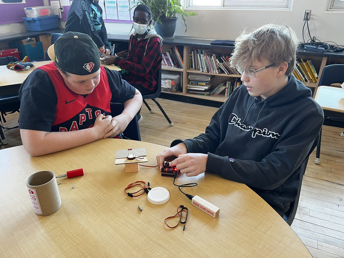 Grade 7/8 classes learning to “Make Stuff Move” today! Hands on science and exploration is once again proving to be engaging work!! #wearekpr #kprschools #handsonscience