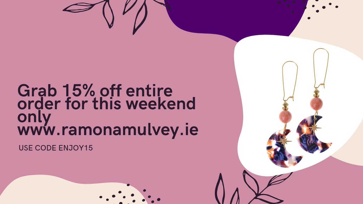 rmcreations2015's tweet photo. Use code: ENJOY15  all weekend for 15% off entire website.
Happy shopping 🛍 ☺ https://t.co/p6Q8CuYzOv 
Please share to let everyone enjoy this discount 💞  #mothersdaygift #irishmadejewellery #buyirish #discountcode https://t.co/GfeDoXeAB3